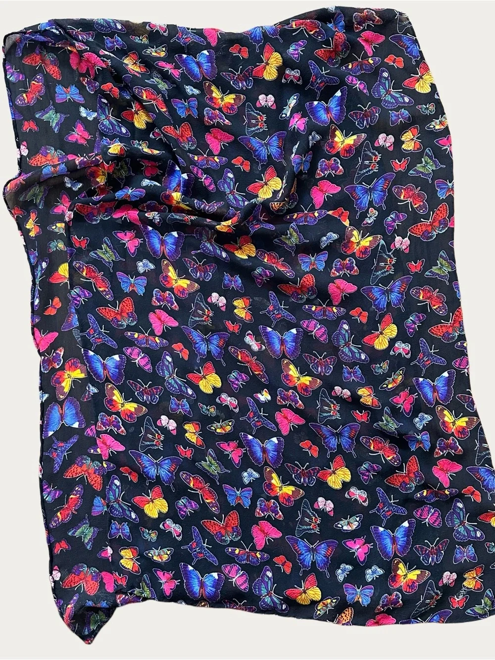 Butterfly Scarf Silk - Multi-colored - Casca 60”x 19”